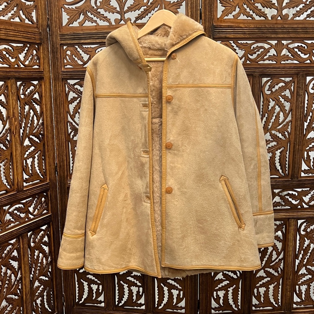 Shearling /Leather Hooded Jacket - image 4